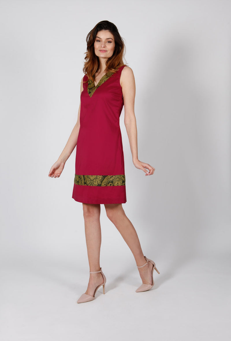 Camelia Fuchsia Dress in cotton and silk