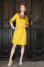 Yellow Oriental Cotton Silk Dress