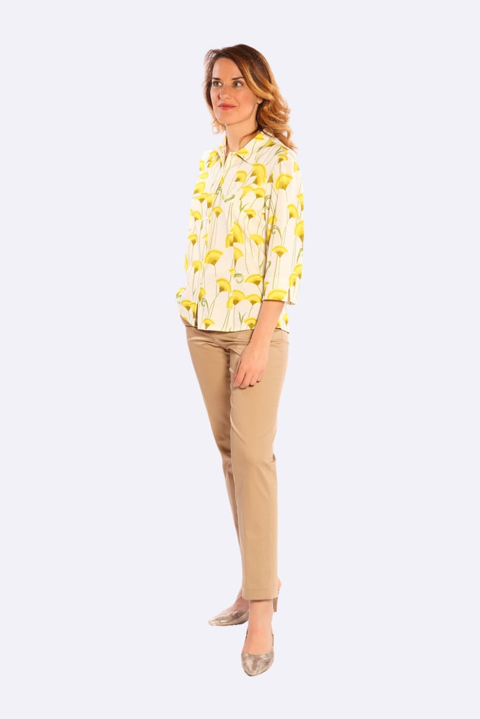 Regina Pignatti Yellow Ginkgo Biloba Cotton Shirt